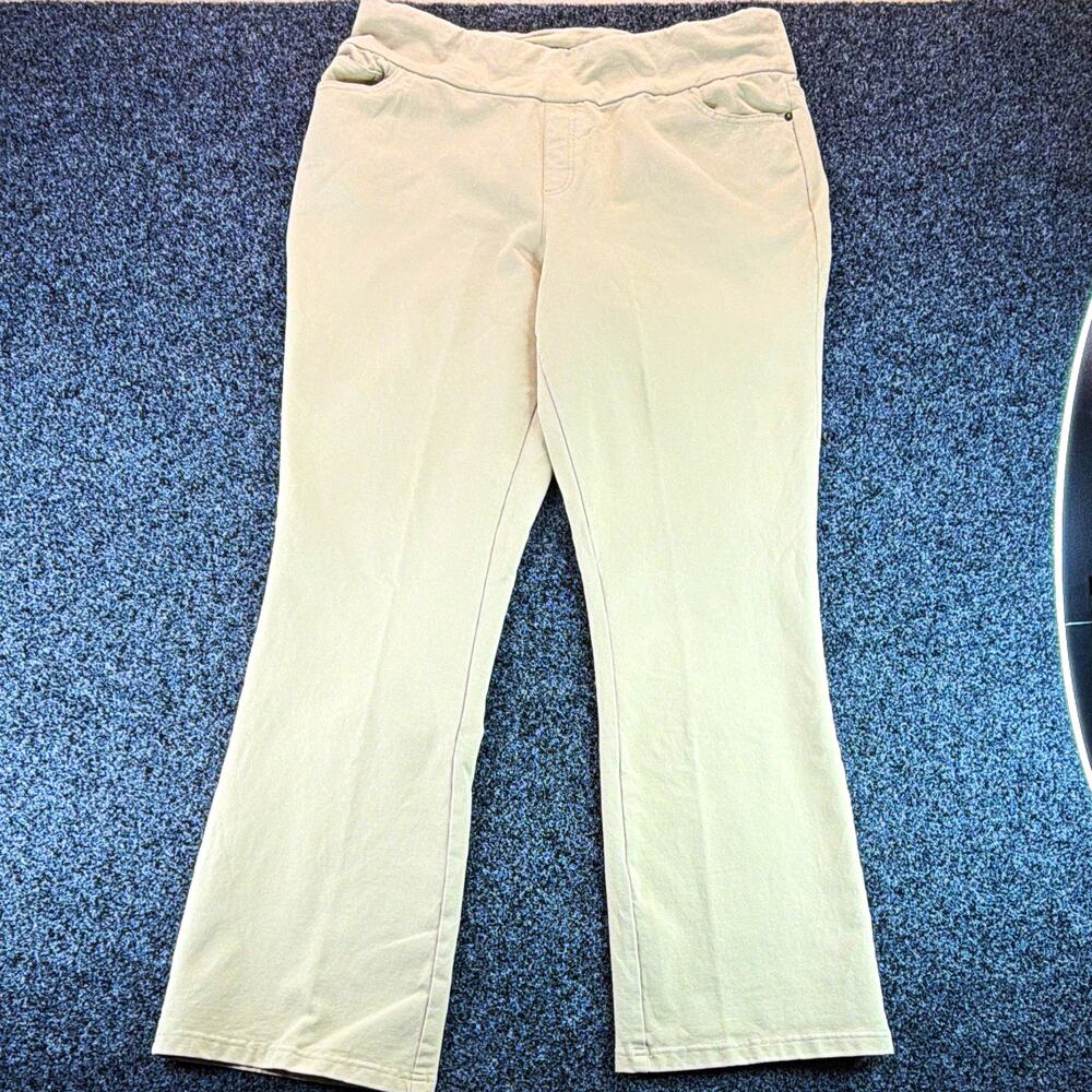 d&co. Denim + Company Beige Stretch Pull-On Straight Denim Jeans Mid Rise 36